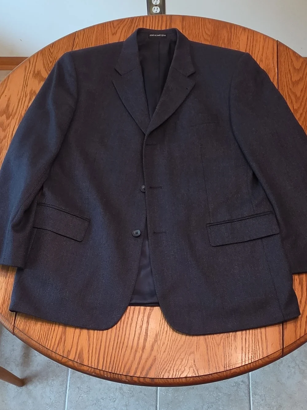 Men's FENZIA Dark Navy Wool Textured Blazer